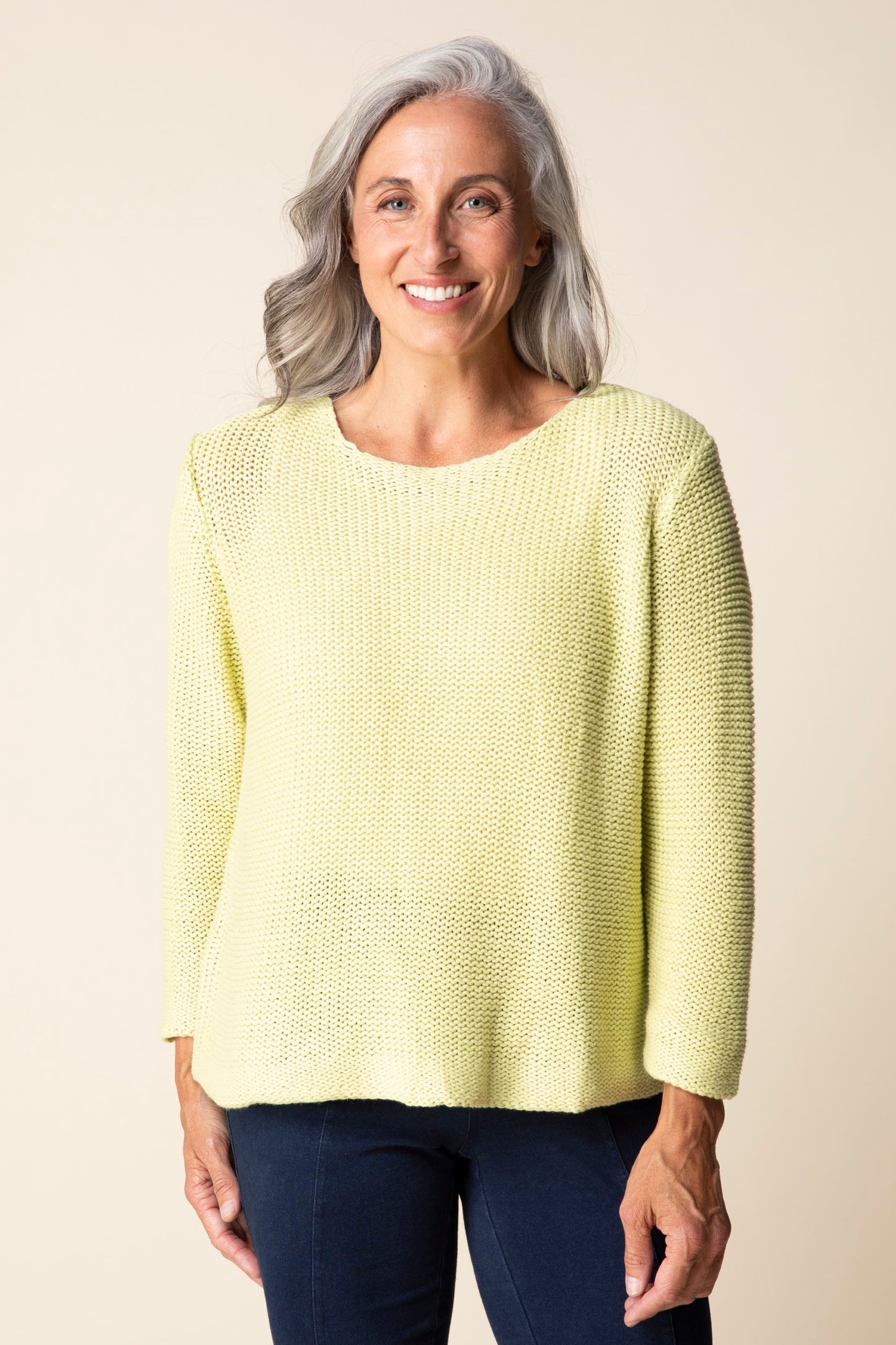 Sweater--"Shoreside", Long-Sleeved, Cotton, Aloe (Habitat)