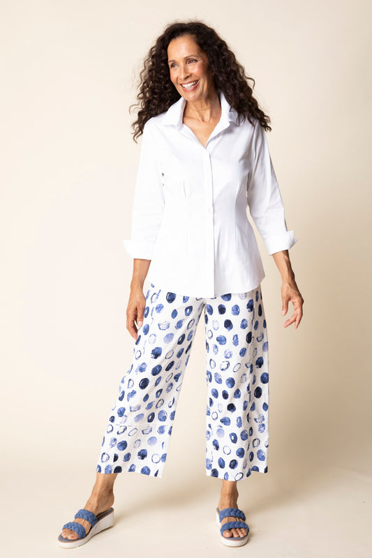 Shirt--"Perfect Travel", Seamed, Cotton-Blend, White (Habitat)