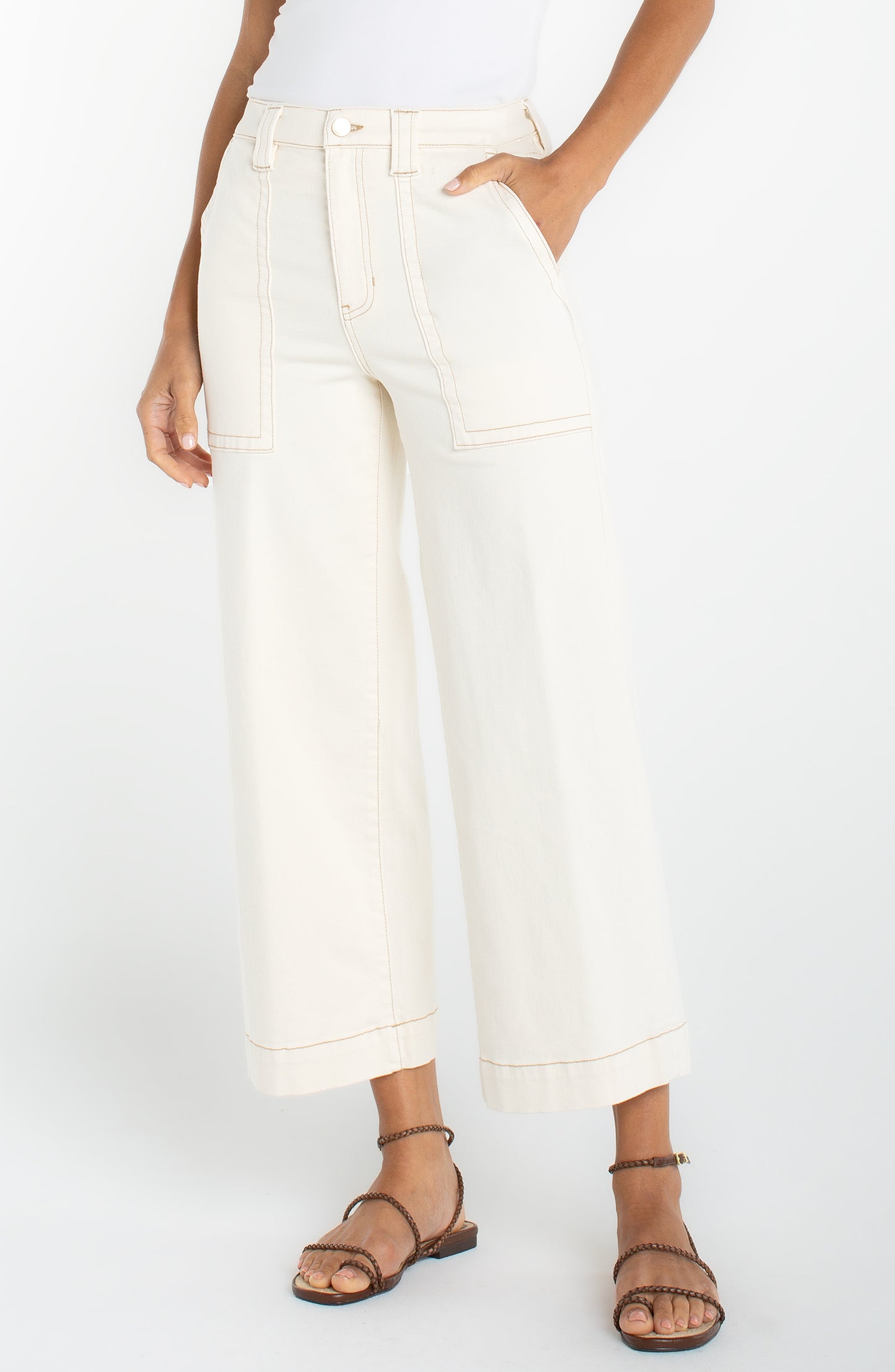 Jeans--"Stride", Crop, Wide Leg, "Seaside Dunes" (Ecru) (Liverpool LA)