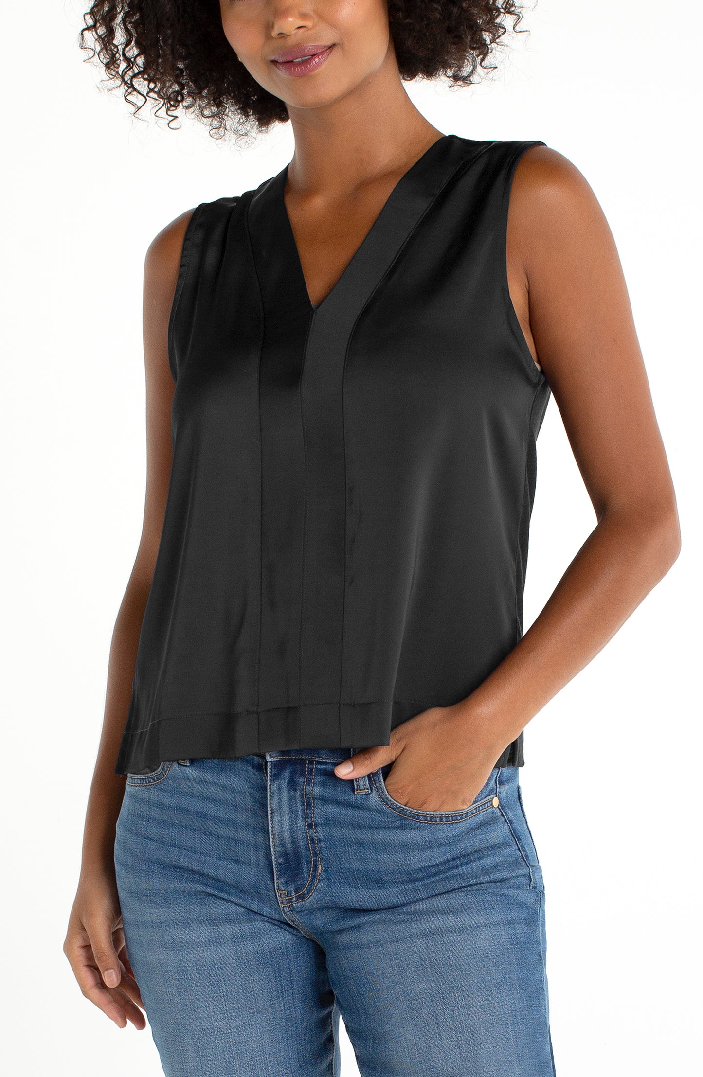 Shirt--Sleeveless, V Neck, Black (Liverpool LA)