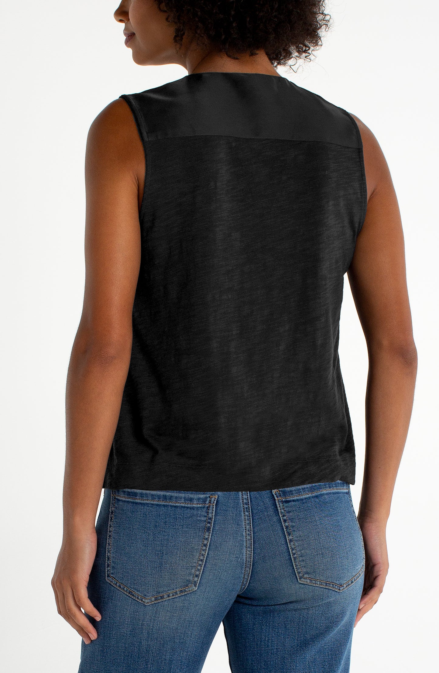Shirt--Sleeveless, V Neck, Black (Liverpool LA)