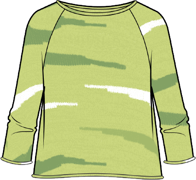 Sweater--"Boardwalk", 3/4-Sleeved, Cotton, Striated--Aloe (Habitat)