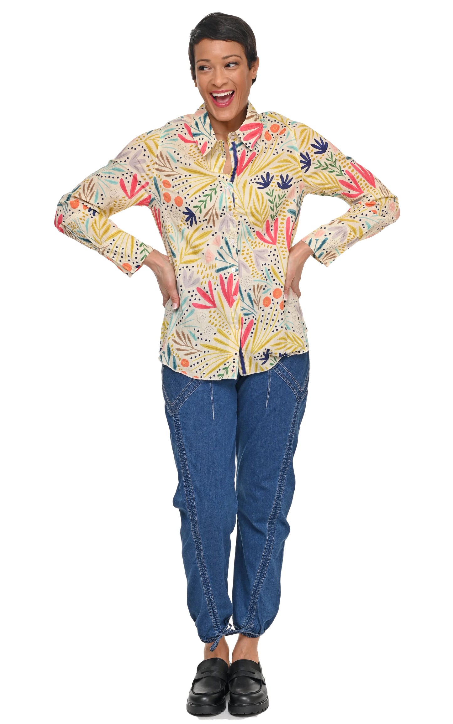 Shirt--"Gretchen", Long Sleeve, Cotton, Whimsy--Multi (Tulip)