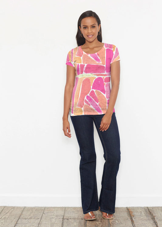 Top--"Pebble Walke Orange", Short Sleeve, Cotton (Whimsy Rose)